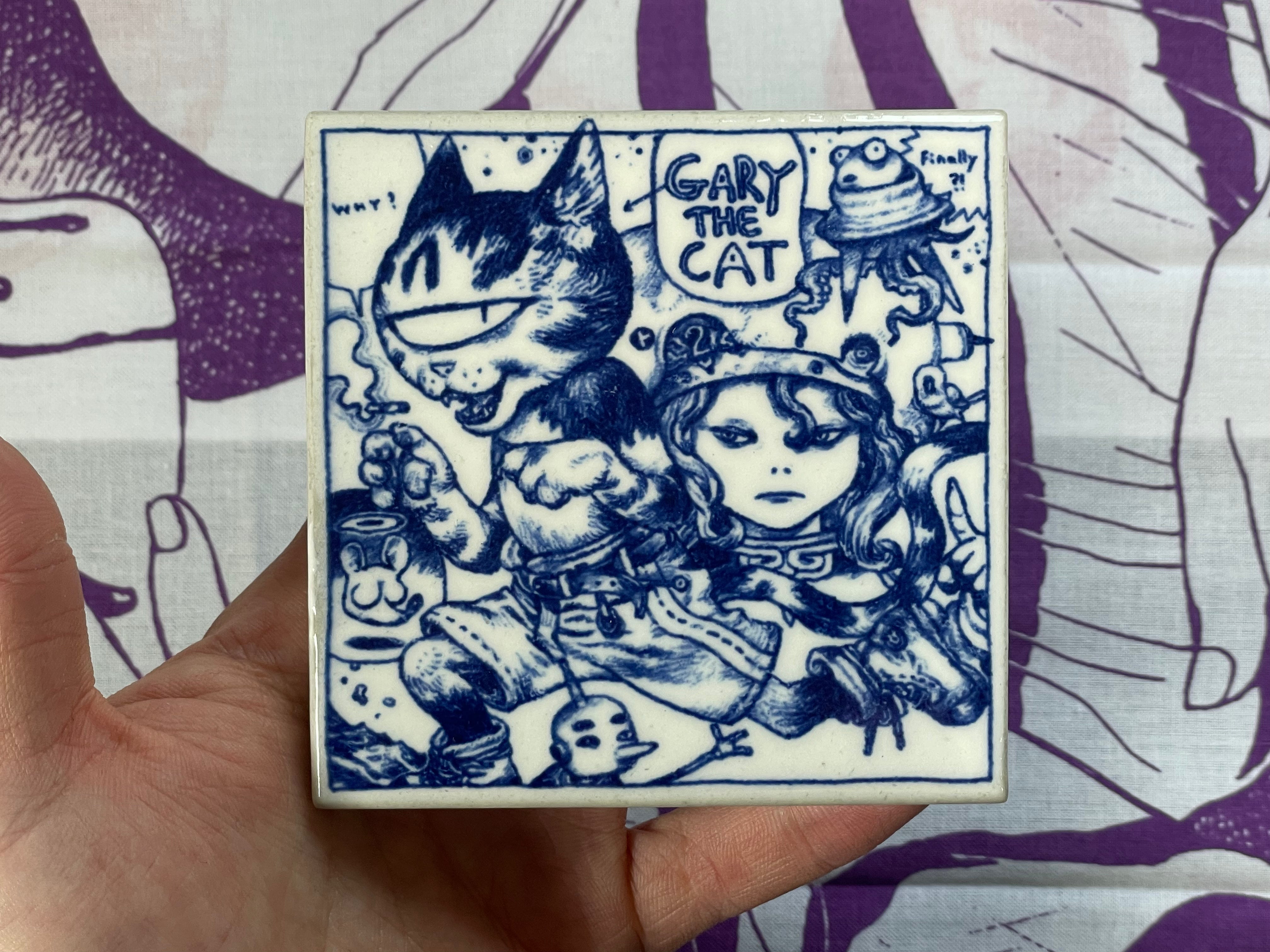 Katsuya Terada Gary the Cat Tile Cup Coaster