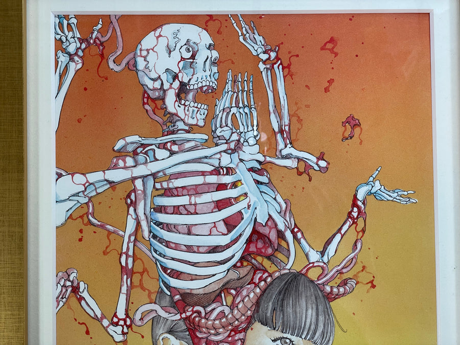SIGNED Kago Shintaro Skeleton Girl 12/12 Art Print