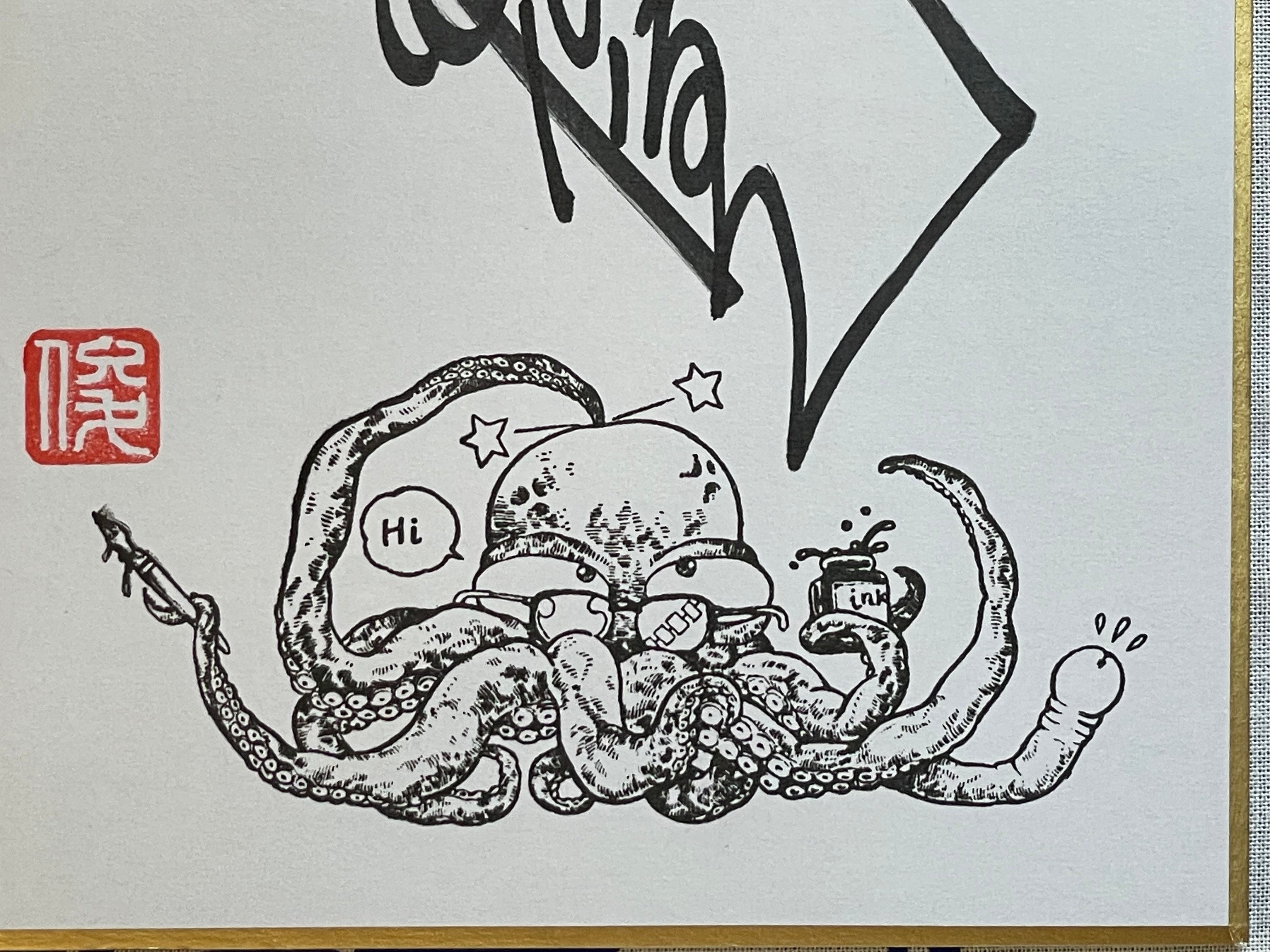 SIGNED Toshio Maeda Mini Shikishi Board "Waking up Next to an Octopus"-thumbmail-4
