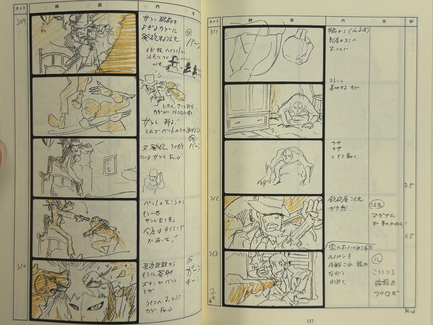 Lupin the Third Cagliostro's Castle Storyboards (2003)