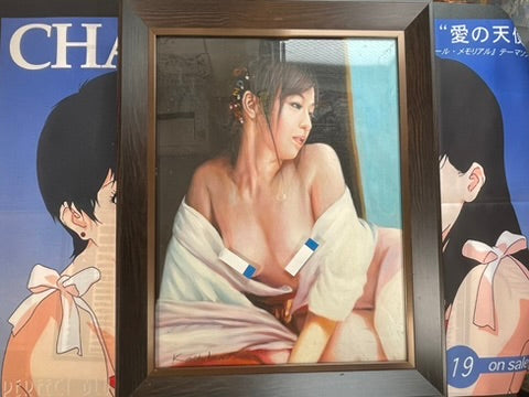FRAMED ART Nude with Blue Wall by Kaph (1990s)-thumbmail-1